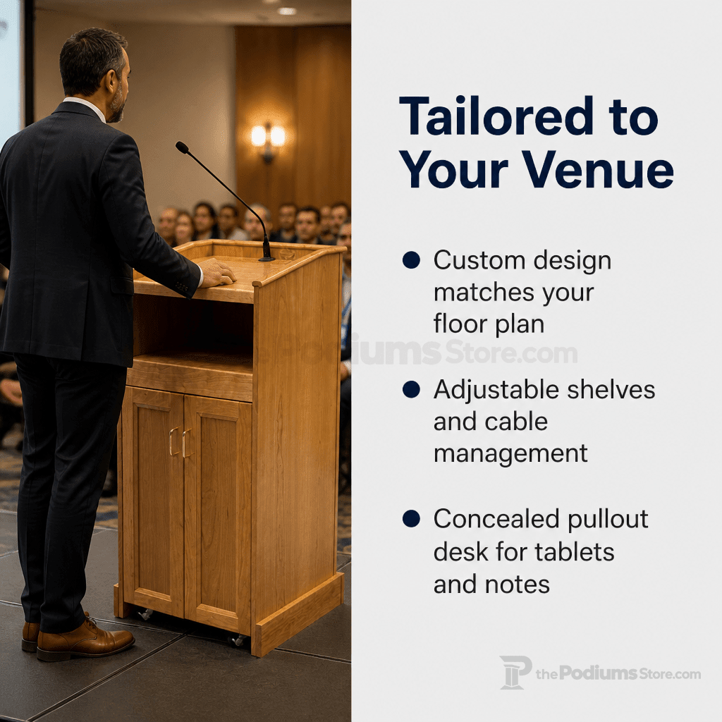 Collegiate Solid Hardwood Lectern (PS-CPD677) Hardwood Lectern CPD677-C Natural (Clear Finish) No Logo - thePodiumsStore