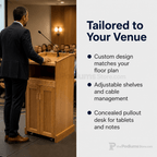 Collegiate Solid Hardwood Lectern (PS-CPD677) Hardwood Lectern CPD677-C Natural (Clear Finish) No Logo - thePodiumsStore