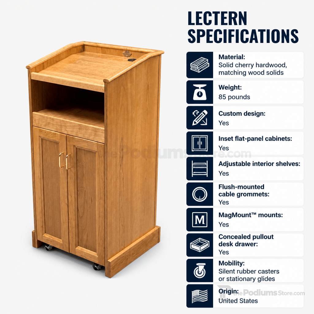 Collegiate Solid Hardwood Lectern (PS-CPD677) Hardwood Lectern CPD677-C Natural (Clear Finish) No Logo - thePodiumsStore