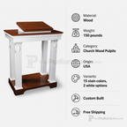 Colonial Open-Top Wood Church Pulpit (PS-605) Church Wood Pulpit TOP-605 Light Oak 35 No White - thePodiumsStore