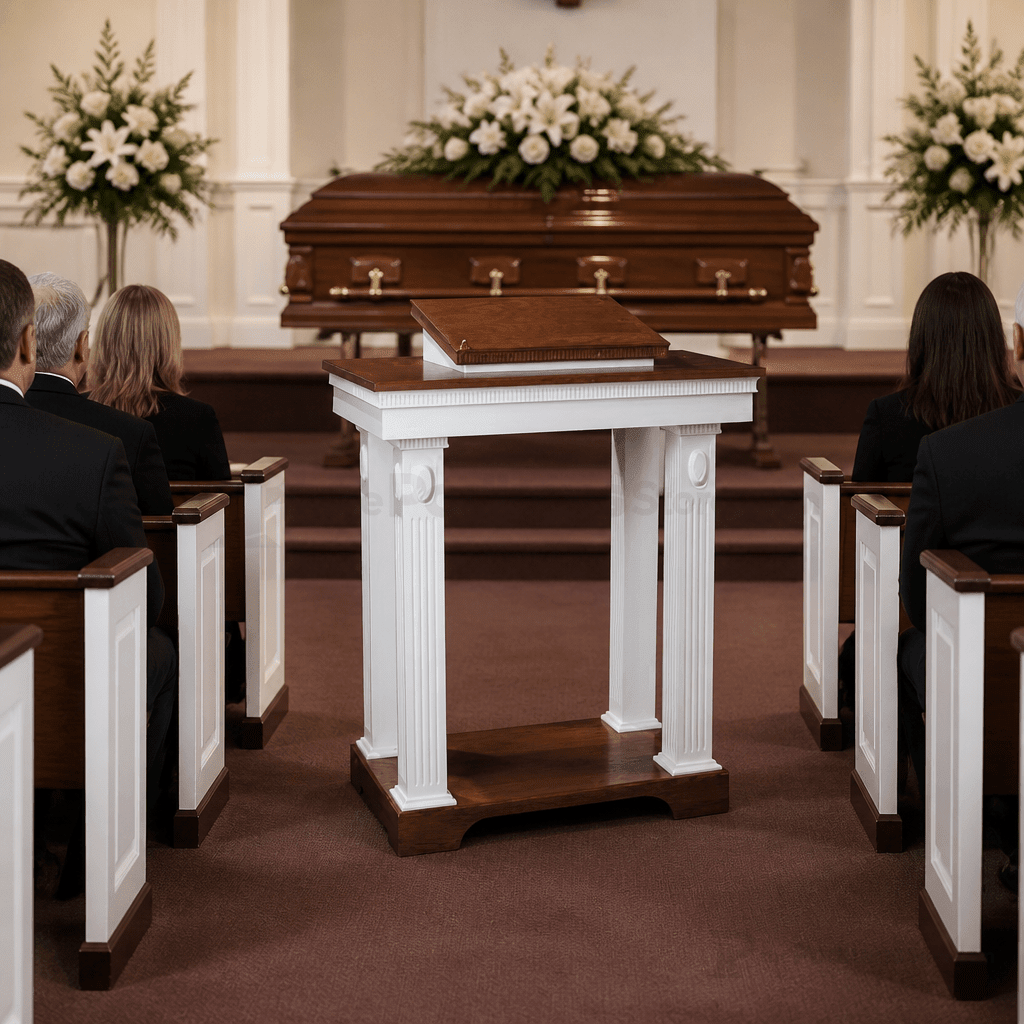 Colonial Open-Top Wood Church Pulpit (PS-605) Church Wood Pulpit TOP-605 Light Oak 35 No White - thePodiumsStore