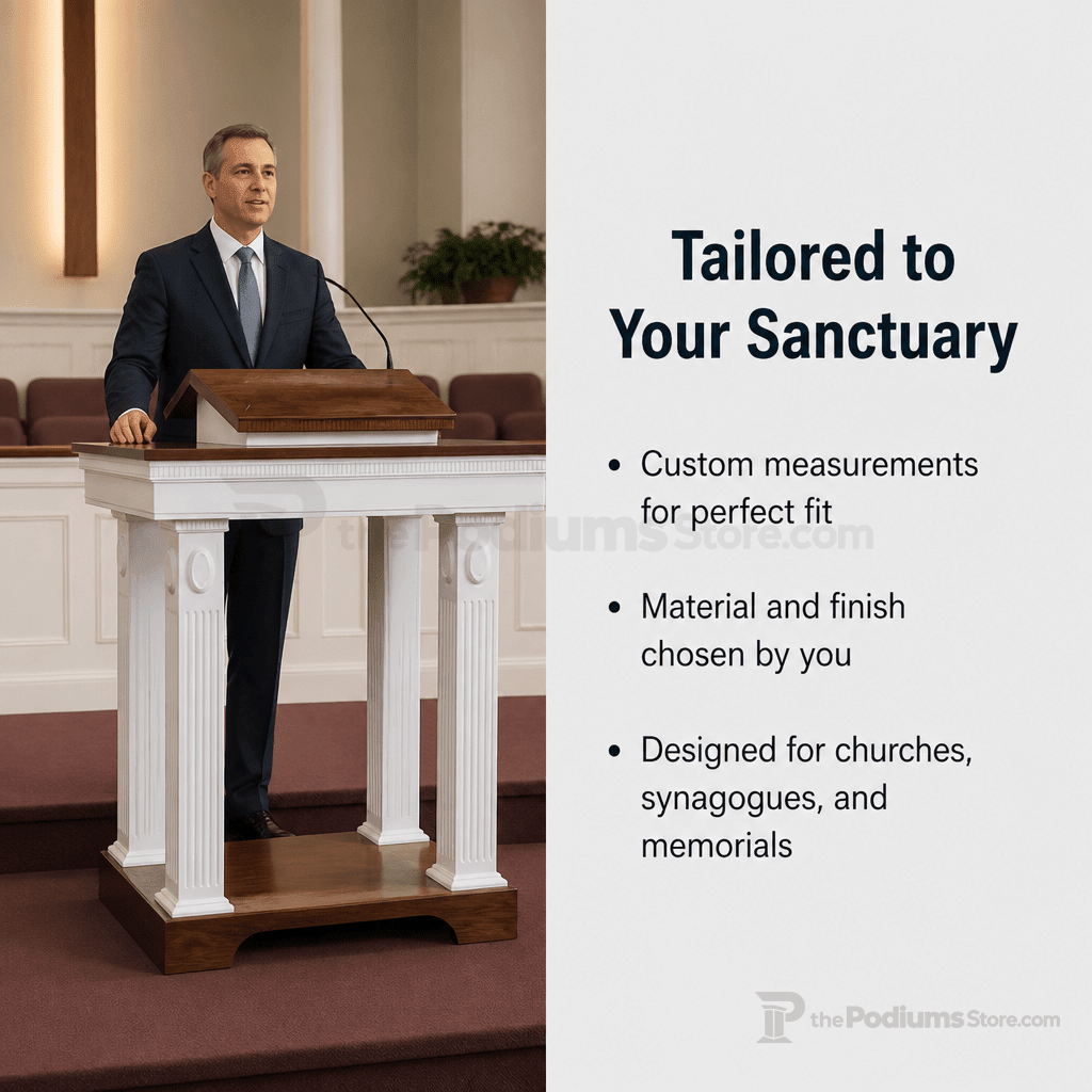 Colonial Open-Top Wood Church Pulpit (PS-605) Church Wood Pulpit TOP-605 Light Oak 35 No White - thePodiumsStore