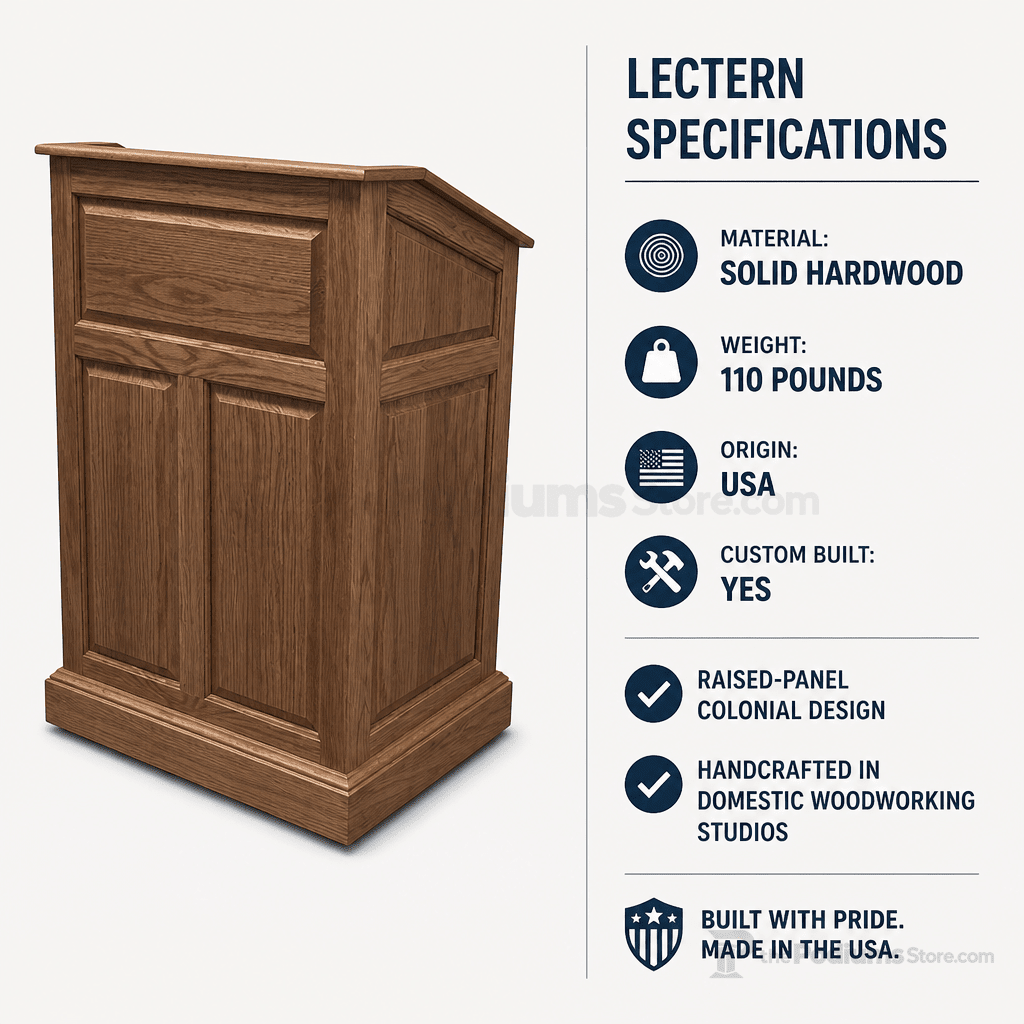 Colonial Solid Hardwood Lectern Hardwood Lectern PDCOL Light Oak 35 No Logo - thePodiumsStore