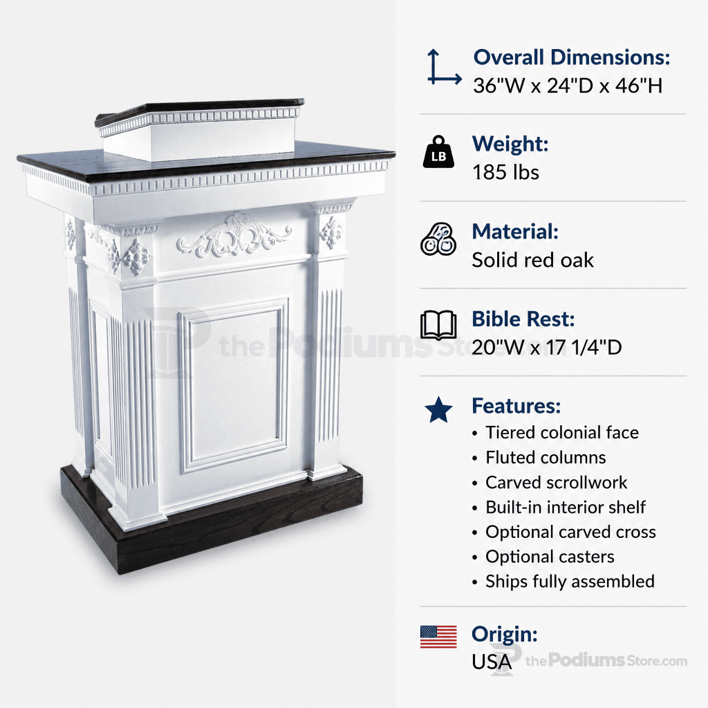 Colonial Tiered Wood Church Pulpit (PS-TSP-620) Church Wood Pulpit TSP-620 Light Oak 35 No Cross - thePodiumsStore