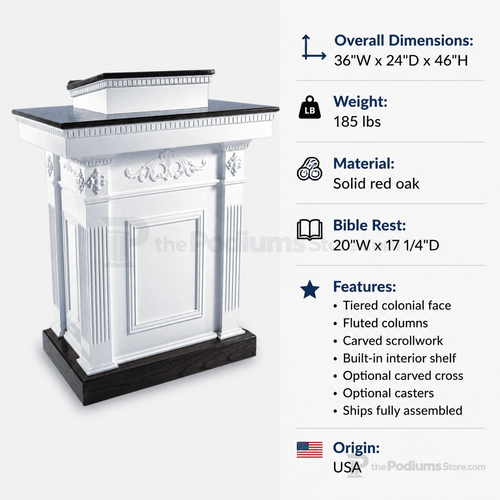 Colonial Tiered Wood Church Pulpit (PS-TSP-620) Church Wood Pulpit TSP-620 Light Oak 35 No Cross - thePodiumsStore