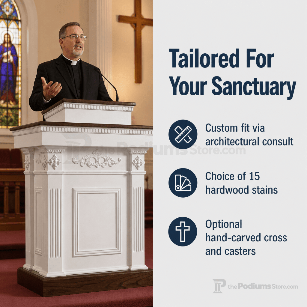 Colonial Tiered Wood Church Pulpit (PS-TSP-620) Church Wood Pulpit TSP-620 Light Oak 35 No Cross - thePodiumsStore