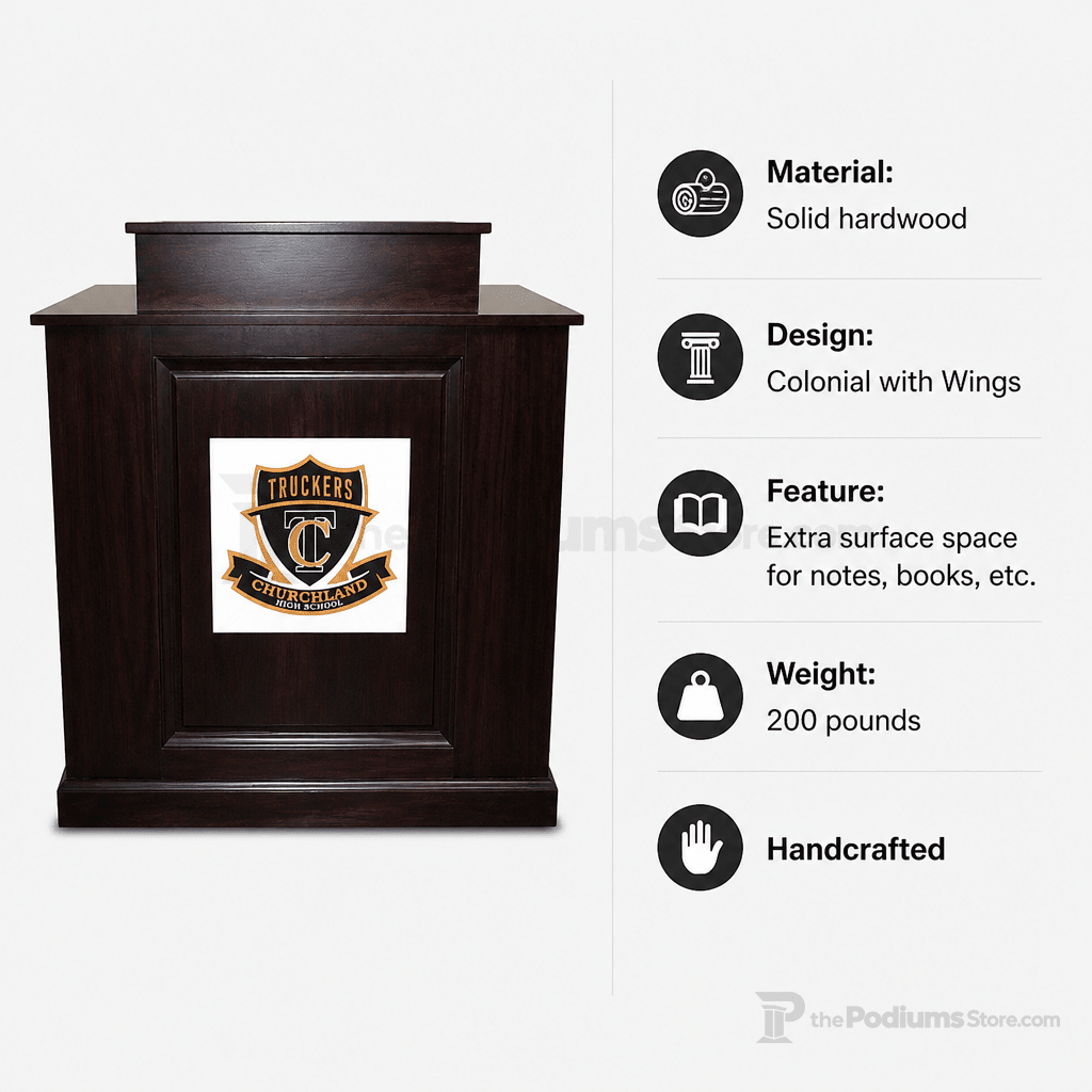 Colonial Winged Solid Hardwood Lectern Hardwood Lectern PDCOL CU Light Oak 35 - thePodiumsStore