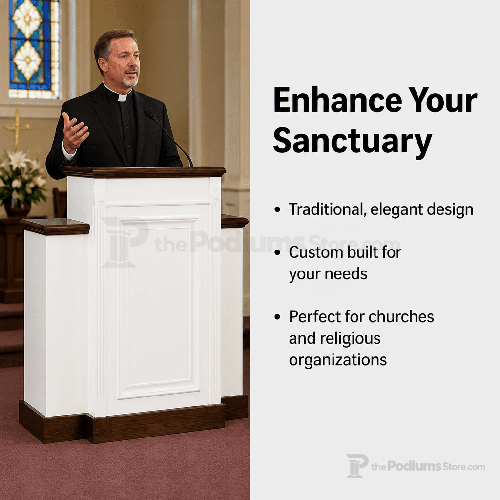 Colonial Wood Church Pulpit (PS-TWP-605) Church Wood Pulpit TWP-605 Light Oak 35 No White - thePodiumsStore