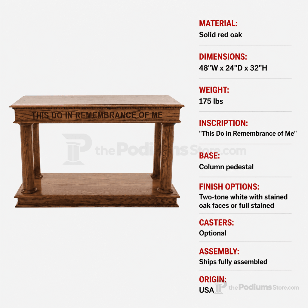 Column Pedestal Wood Communion Table (PS-834) Communion Table 834AS No White Light Oak 35 - thePodiumsStore