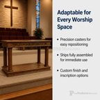 Column Pedestal Wood Communion Table (PS-834) Communion Table 834AS No White Light Oak 35 - thePodiumsStore