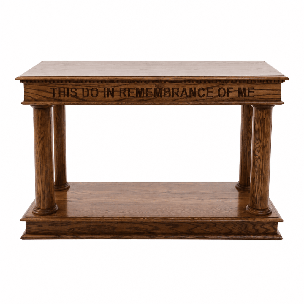 Column Pedestal Wood Communion Table (PS-834) Communion Table 834AS No White Light Oak 35 - thePodiumsStore