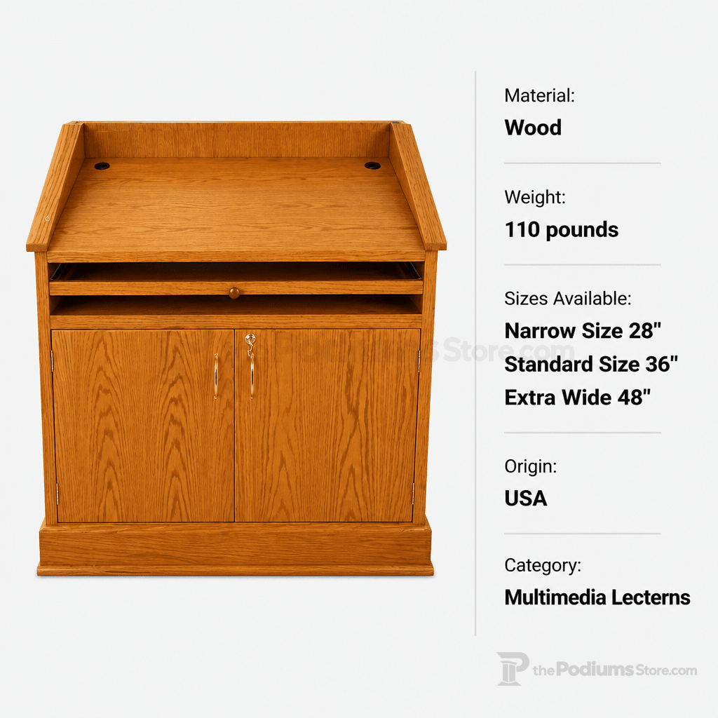 Commander Multimedia Lectern Multimedia Lectern PDCOM-28 Narrow Size 28" - thePodiumsStore