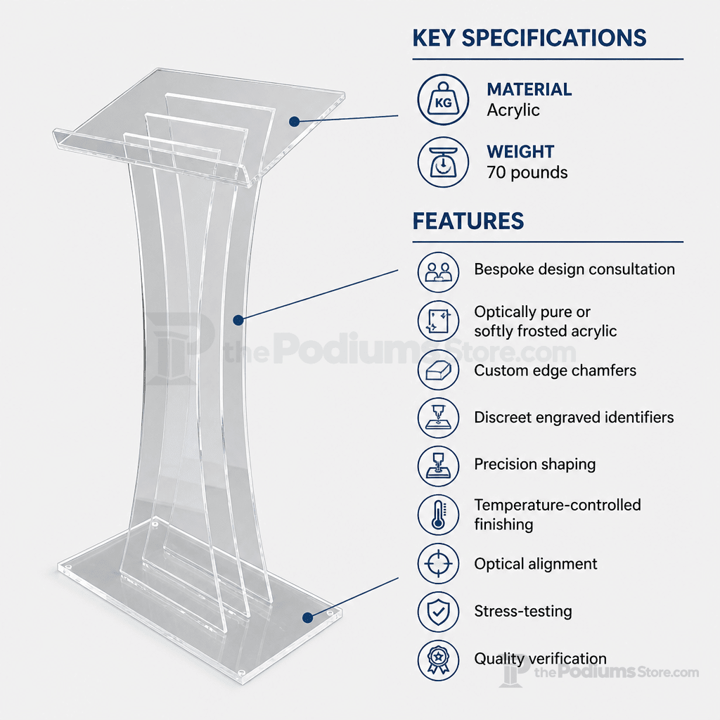 Contemporary Acrylic Lectern (PS-SN3065) Acrylic Lectern LECTM - thePodiumsStore