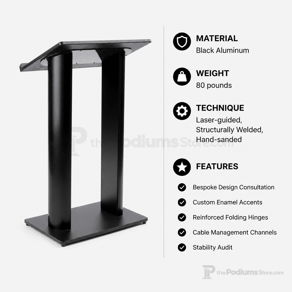 Contemporary Black Aluminum Truss Lectern Metal Truss Lectern LCTOPBLK - thePodiumsStore