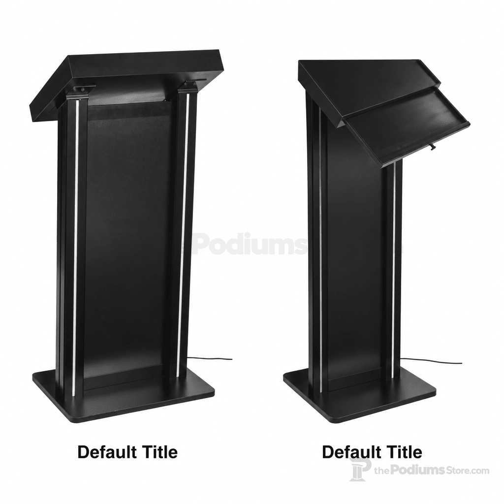 Contemporary Lectern with Vertical LED Down-Post Lighting Aluminum Lectern LEDLECTBD2 - thePodiumsStore