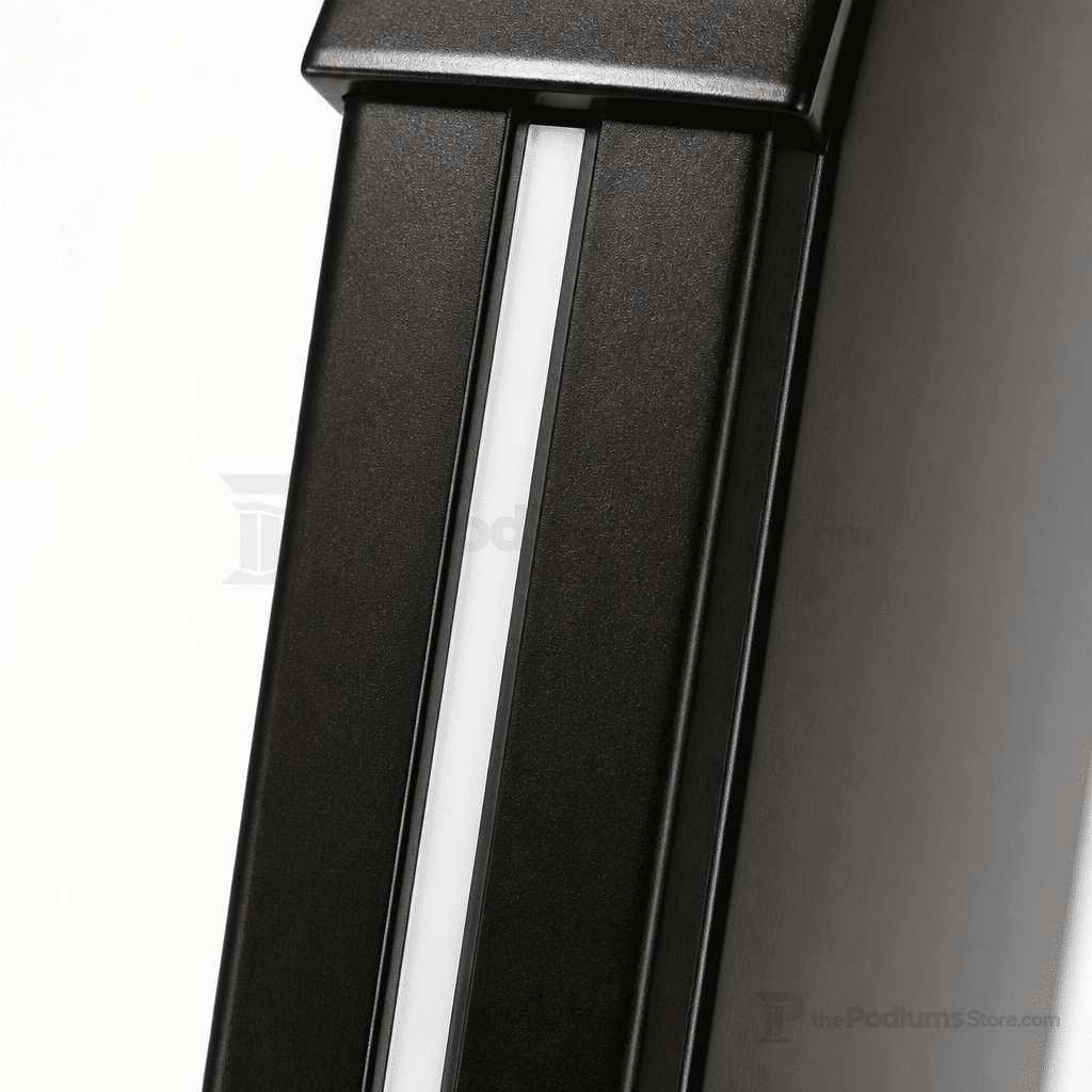 Contemporary Lectern with Vertical LED Down-Post Lighting Aluminum Lectern LEDLECTBD2 - thePodiumsStore