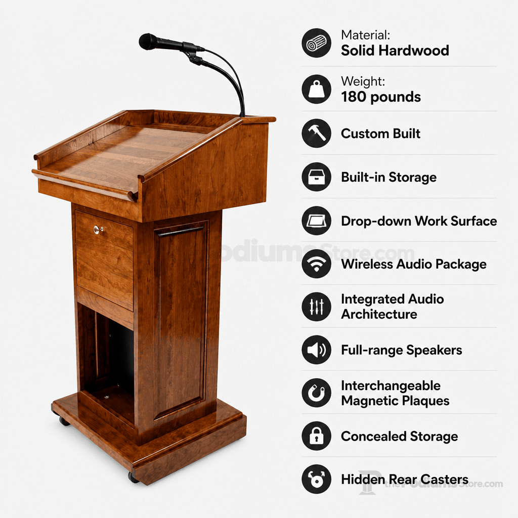 Counselor Evolution Solid Hardwood Lectern (PS-CLR235-EV) Hardwood Lectern CLR235-EV-O Oak Natural (Clear Finish) - thePodiumsStore