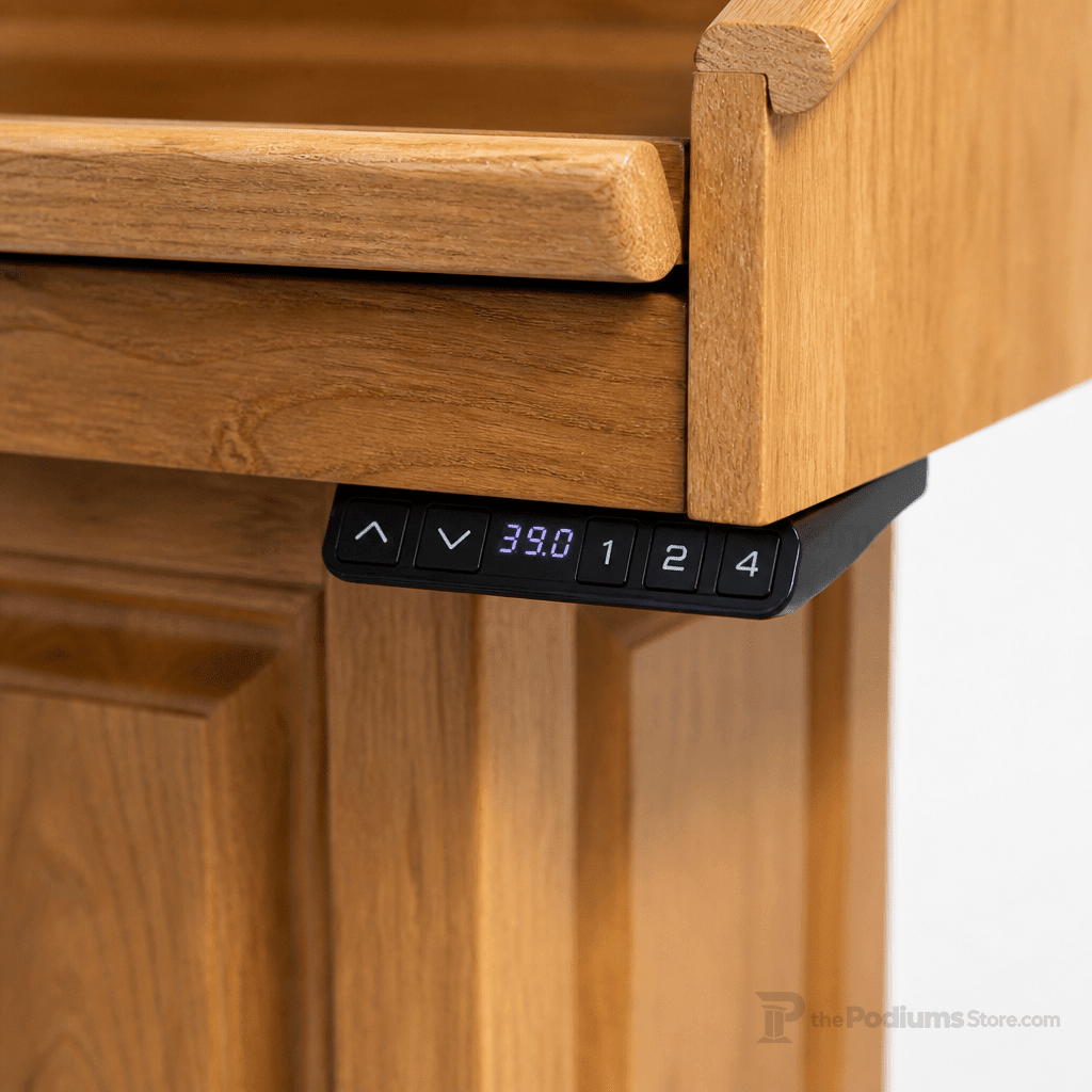 Counselor Lift Solid Hardwood Lectern (PS-CLR235-LIFT) Hardwood Lectern CLR235-LIFT-O Oak Natural (Clear Finish) - thePodiumsStore