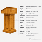 Counselor Solid Hardwood Lectern (PS-CLR235) Hardwood Lectern CLR235-O Oak Natural (Clear Finish) - thePodiumsStore