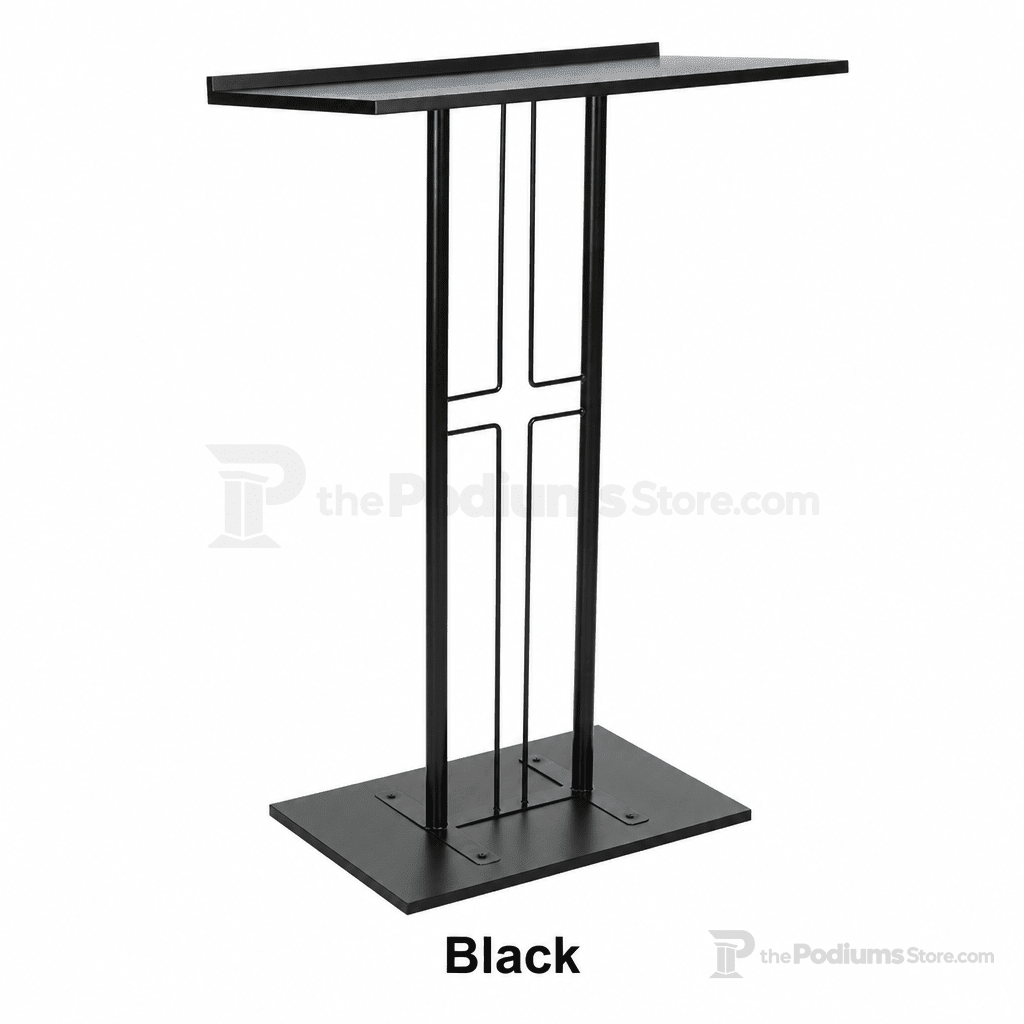 Cross-Design Metal Truss Lectern — Black Metal Truss Lectern LCTPCRSBLK Black - thePodiumsStore