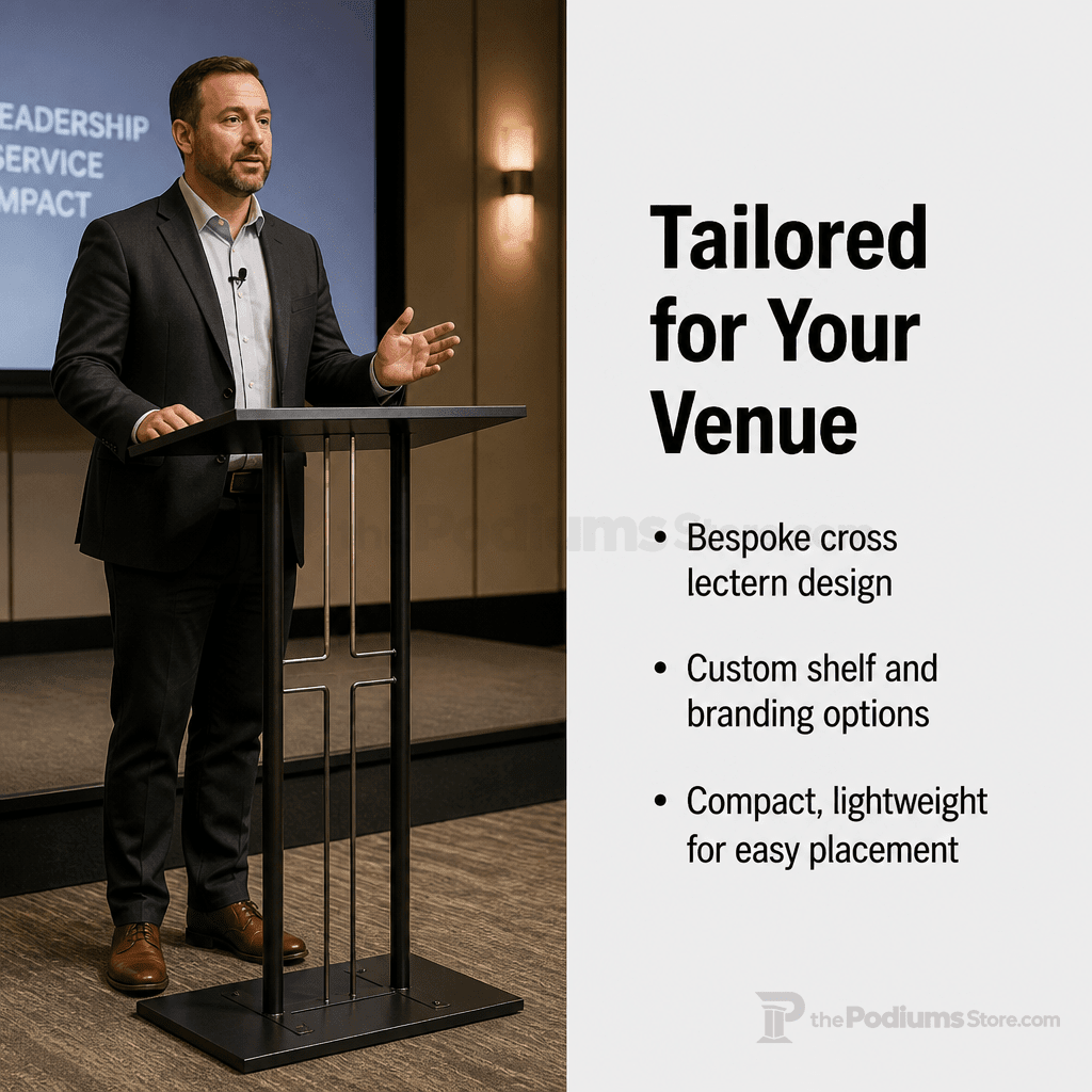 Cross-Design Metal Truss Lectern — Black Metal Truss Lectern LCTPCRSBLK Black - thePodiumsStore