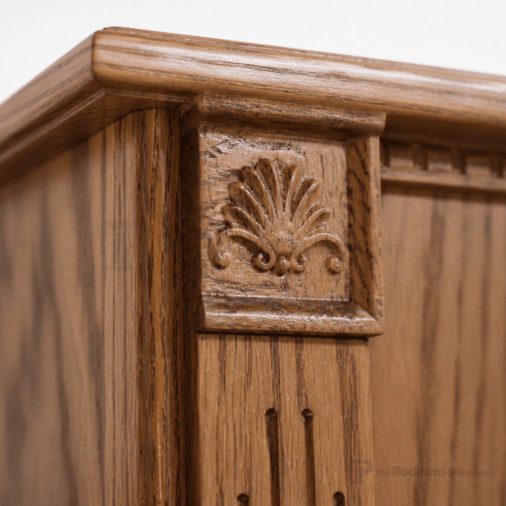Cross, Fluting & Scrollwork Wood Church Pulpit (PS-PD900) Church Wood Pulpit 900 Light Oak 35 - thePodiumsStore