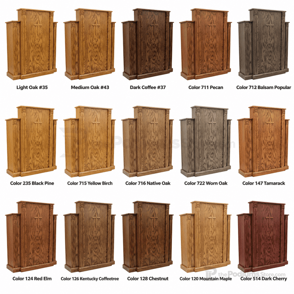 Cross, Fluting & Scrollwork Wood Church Pulpit (PS-PD900) Church Wood Pulpit 900 Light Oak 35 - thePodiumsStore