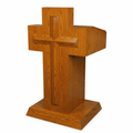 Cross-Front Wood Church Pulpit (PS-A-2) Church Wood Pulpit No. A-2 Light Oak 35 - thePodiumsStore