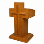 Cross-Front Wood Church Pulpit (PS-A-2) Church Wood Pulpit No. A-2 Light Oak 35 - thePodiumsStore