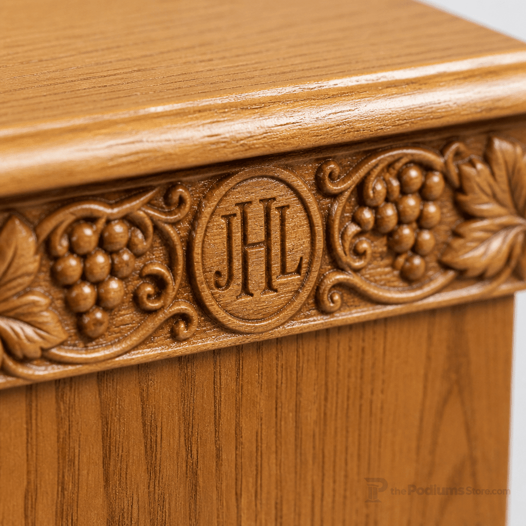 Cross & Scrollwork Wood Tithe & Prayer Box (PS-50) Tithe & Prayer Box NO 50 Light Oak 35 - thePodiumsStore