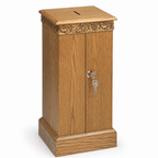 Cross & Scrollwork Wood Tithe & Prayer Box (PS-50) Tithe & Prayer Box NO 50 Light Oak 35 - thePodiumsStore
