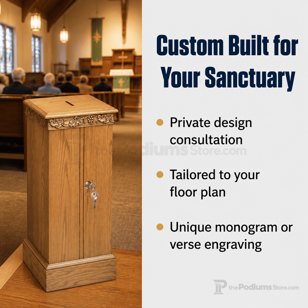 Cross & Scrollwork Wood Tithe & Prayer Box (PS-50) Tithe & Prayer Box NO 50 Light Oak 35 - thePodiumsStore