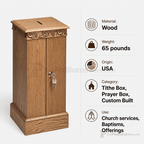 Cross & Scrollwork Wood Tithe & Prayer Box (PS-50) Tithe & Prayer Box NO 50 Light Oak 35 - thePodiumsStore