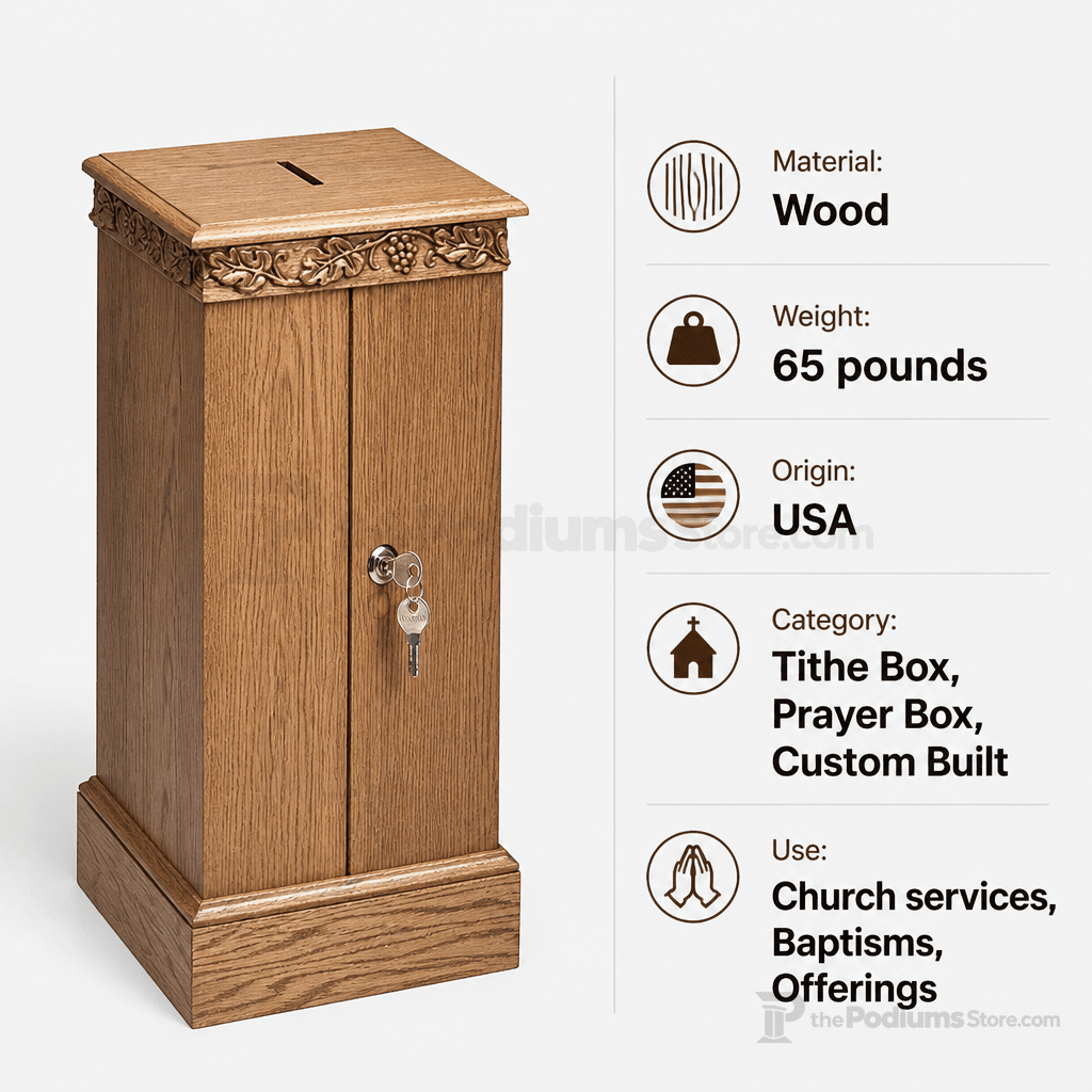 Cross & Scrollwork Wood Tithe & Prayer Box (PS-50) Tithe & Prayer Box NO 50 Light Oak 35 - thePodiumsStore