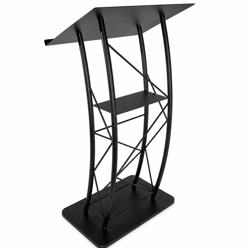 Curved Metal Truss Lectern — Black (PS-KMLSTL) Metal Truss Lectern KMLSTL - thePodiumsStore
