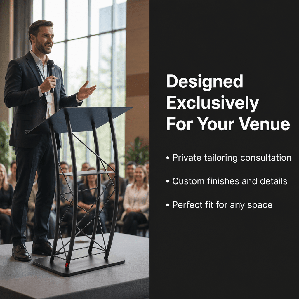 Curved Metal Truss Lectern — Black (PS-KMLSTL) Metal Truss Lectern KMLSTL - thePodiumsStore