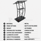 Curved Metal Truss Lectern — Black (PS-KMLSTL) Metal Truss Lectern KMLSTL - thePodiumsStore