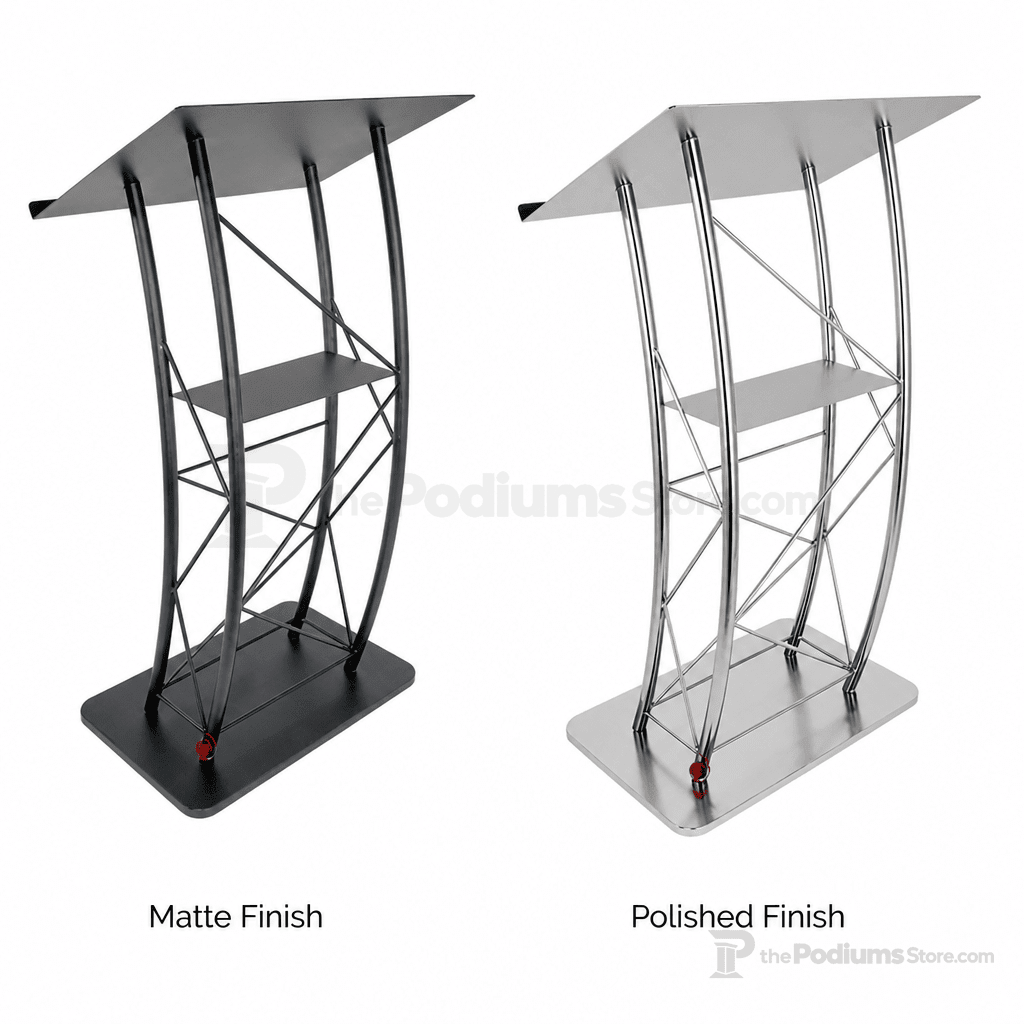 Curved Metal Truss Lectern — Black (PS-KMLSTL) Metal Truss Lectern KMLSTL - thePodiumsStore