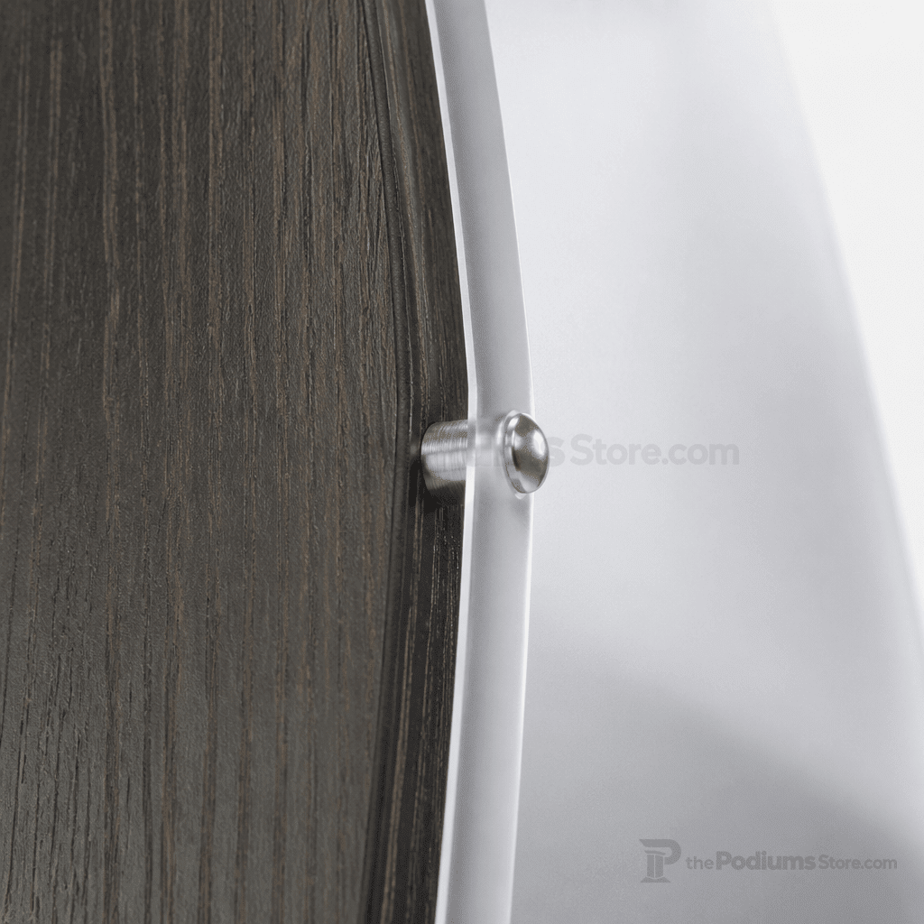 Curved Wood & Acrylic Pulpit, Frosted Front — Black Wood & Acrylic Pulpit FLCTSHLFBKA - thePodiumsStore