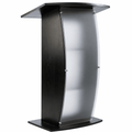 Curved Wood & Acrylic Pulpit, Frosted Front — Black Wood & Acrylic Pulpit FLCTSHLFBKA - thePodiumsStore