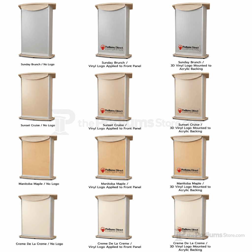 Custom Aluminum Lectern — Contemporary (PS-H2) Aluminum Lectern 1ALT-H2-C-SUNB Sunday Brunch No Logo - thePodiumsStore