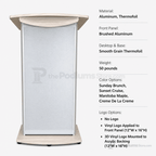 Custom Aluminum Lectern — Contemporary (PS-H2) Aluminum Lectern 1ALT-H2-C-SUNB Sunday Brunch No Logo - thePodiumsStore