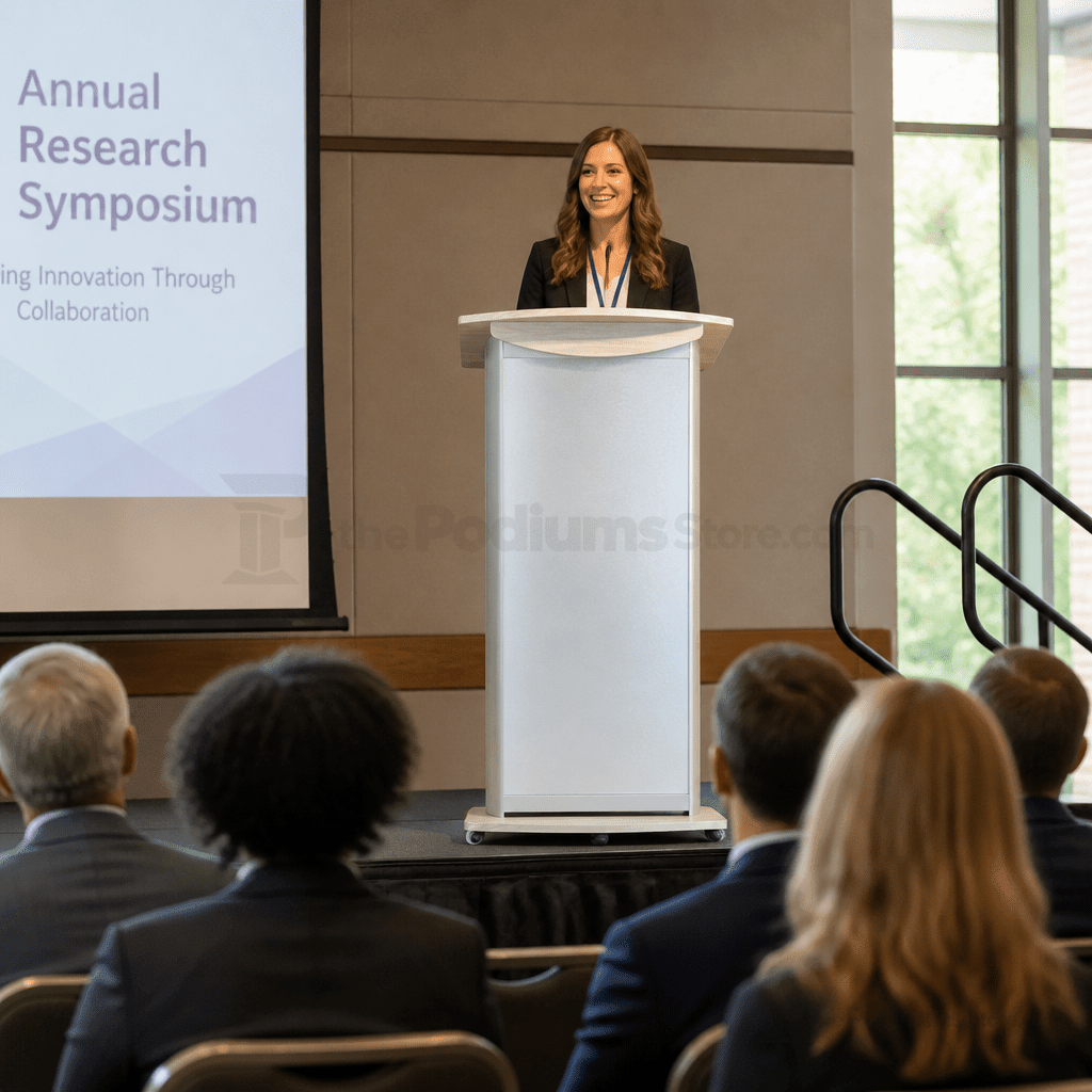 Custom Aluminum Lectern — Contemporary (PS-H2) Aluminum Lectern 1ALT-H2-C-SUNB Sunday Brunch No Logo - thePodiumsStore