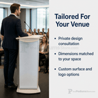 Custom Aluminum Lectern — Contemporary (PS-H2) Aluminum Lectern 1ALT-H2-C-SUNB Sunday Brunch No Logo - thePodiumsStore