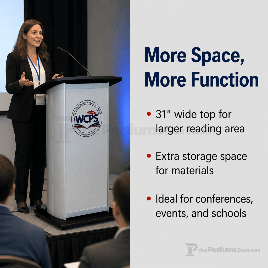 Custom Aluminum Lectern — Contemporary (PS-H2W) Aluminum Lectern 1ALH2W - thePodiumsStore