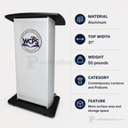 Custom Aluminum Lectern — Contemporary (PS-H2W) Aluminum Lectern 1ALH2W - thePodiumsStore