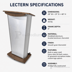 Custom Aluminum Lectern — Contemporary (PS-VH1) Aluminum Lectern 1ALTVH1C-SUNB Sunday Brunch No Logo - thePodiumsStore