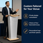 Custom Aluminum Lectern — Contemporary (PS-VH1) Aluminum Lectern 1ALTVH1C-SUNB Sunday Brunch No Logo - thePodiumsStore