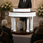 Custom Fluted Wood & Acrylic Pulpit (PS-5) Wood & Acrylic Pulpit 8302-CU Light Oak 35 No White - thePodiumsStore