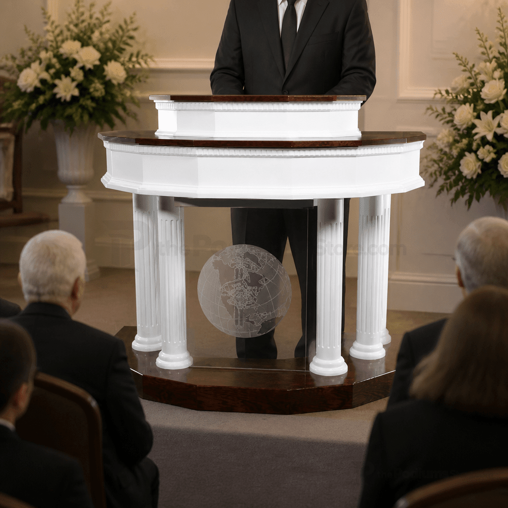 Custom Fluted Wood & Acrylic Pulpit (PS-5) Wood & Acrylic Pulpit 8302-CU Light Oak 35 No White - thePodiumsStore